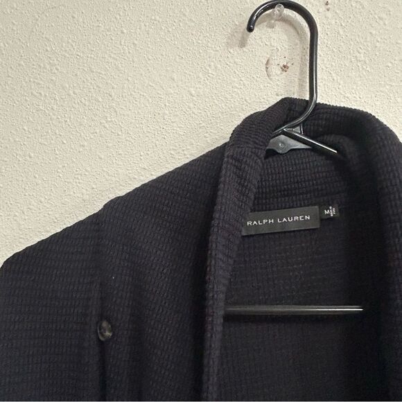 Ralph Lauren Black Knit Cotton Men's Cardigan Size Medium - Picture 2 of 6